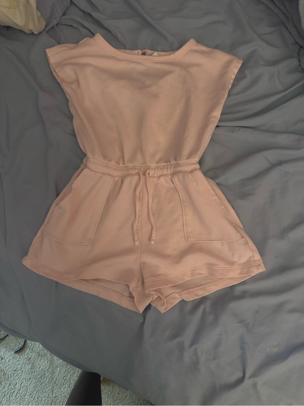 Old Navy Light Pink Drawstring Pocket Romper Shorts